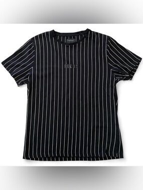 DENIM & FLOWER Black & White Striped T-shirt
